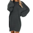 Phina Women's Sweater Dresses Knee Length Cream Dress Trendy Plus Size