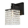 thumbnail image 1 of Phineas 1 light bath sconce in black with clear crystals, 1 of 7