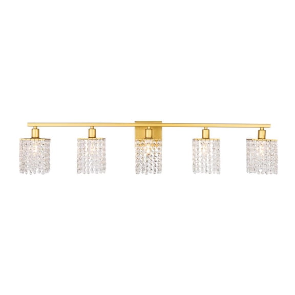 Phineas 5 light Brass and Clear Crystals wall sconce