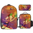 thumbnail image 1 of Phineas And Ferb 3Pcs Bookbag Sets Backpack with Lunch Bag And Pencil Case for Work Office Travel, 1 of 8