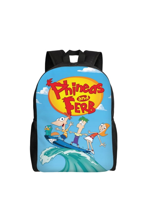 Phineas And Ferb Backpack Casual Daypack Large Capacity Travel Work Back Pack Backpacks Laptop Bag