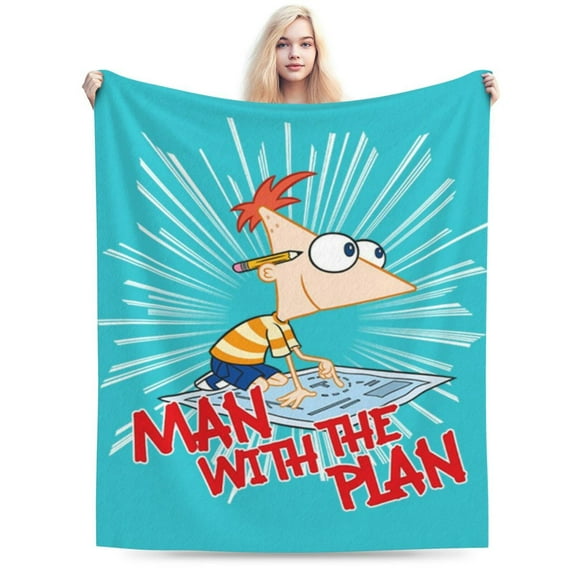 Phineas And Ferb Bed Blanket Air Conditioner Quilt Ultra Soft Flannel Blanket All Season Fuzzy Blanket Reversible Fluffy Plush Blanket 40"X30"