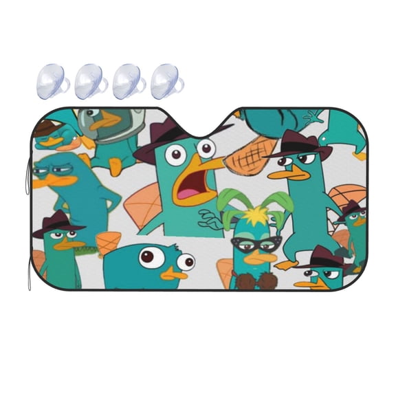 Phineas And Ferb Car Sun Shade Windshield Sunshade Aluminum Foil Sun Shield For Uv Protection & Heat Blocking Small