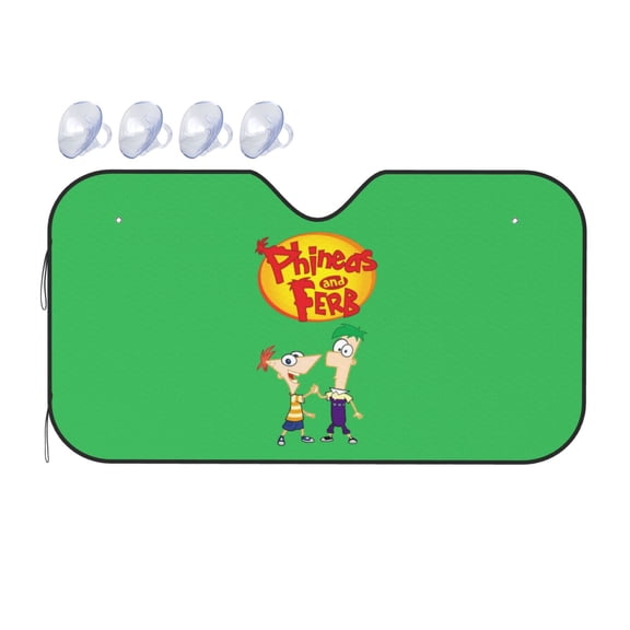 Phineas And Ferb Car Sun Shade Windshield Sunshade Aluminum Foil Sun Shield For Uv Protection & Heat Blocking Small