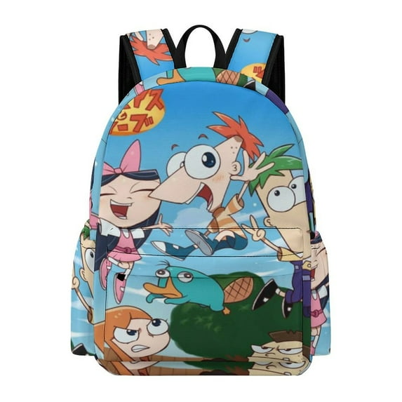 Phineas And Ferb Leisure Backpack 3D Printing Cute School Backpacks Outing Hiking Bag Travel Bag Daypack