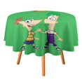 thumbnail image 1 of Phineas And Ferb Round Tablecloth Print Decorative Table Cover Washable Table Cloths for Dining Party Picnic 60x60in, 1 of 8