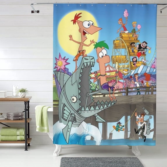 Phineas And Ferb Shower Curtain Waterproof Fabric Cloth Shower Curtains Washable Bathroom Decoration Bath Curtains Iron