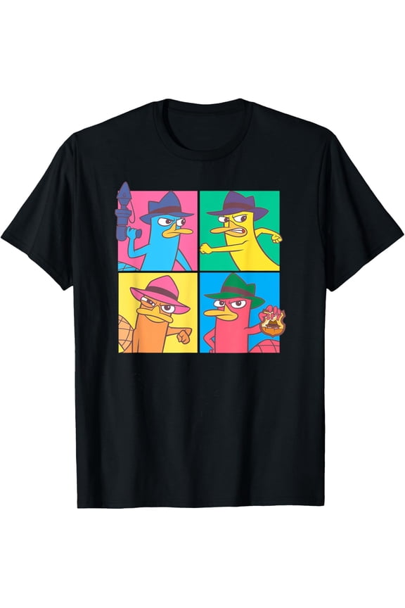 Phineas And Ferb T-shirt Agent P Pop Box Up T-Shirt Cotton Short Sleeve Crew Neck Soft T-shirt
