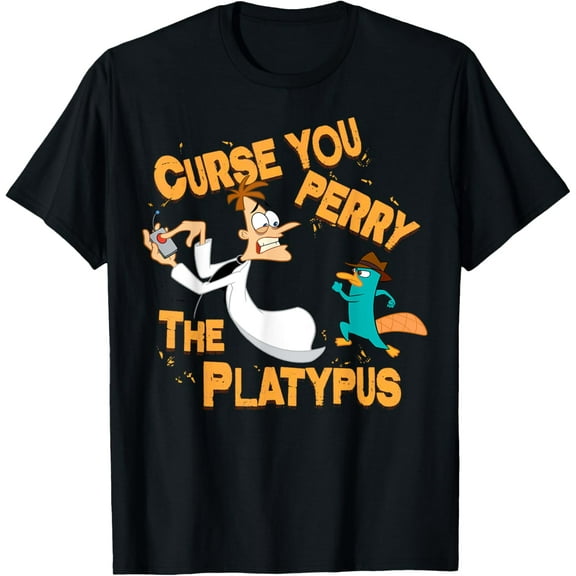 Phineas And Ferb T-shirt Curse You T-Shirt Cotton Short Sleeve Crew Neck Soft T-shirt