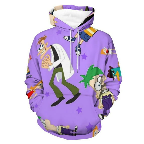 Phineas And Ferb Unisex Adult Hoodie Casual Hooded Sweatshirt Pullover Novelty 3D Printed Sweater Jacket 3XL