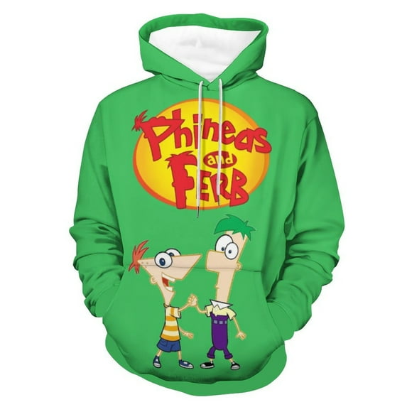 Phineas And Ferb Unisex Adult Hoodie Casual Hooded Sweatshirt Pullover Novelty 3D Printed Sweater Jacket XL