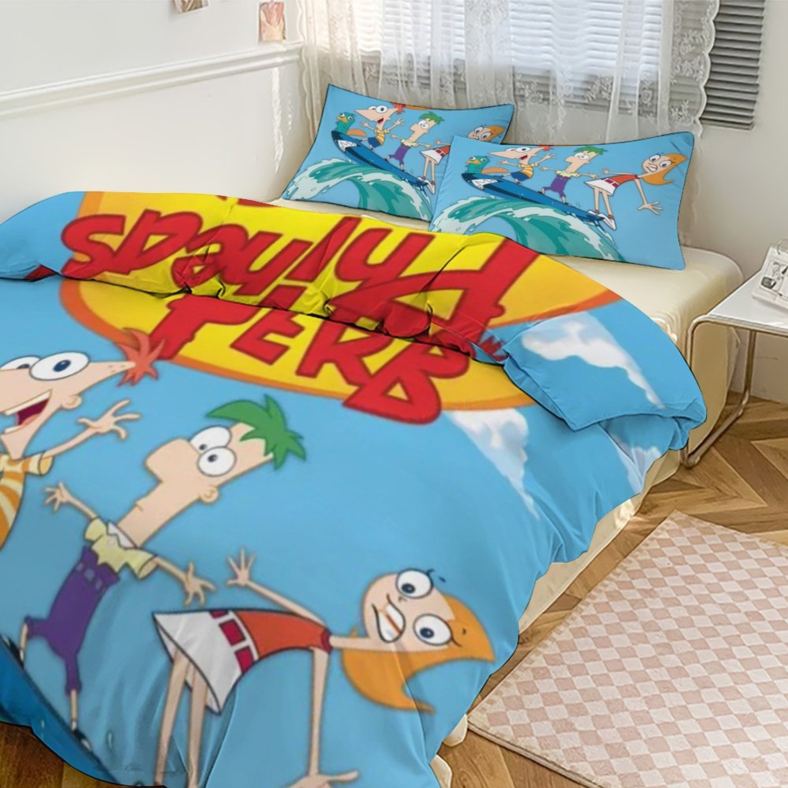 Phineas And Ferb 3 Pieces Bedding Set 3D Printed Lightweight Bed Quilt ...