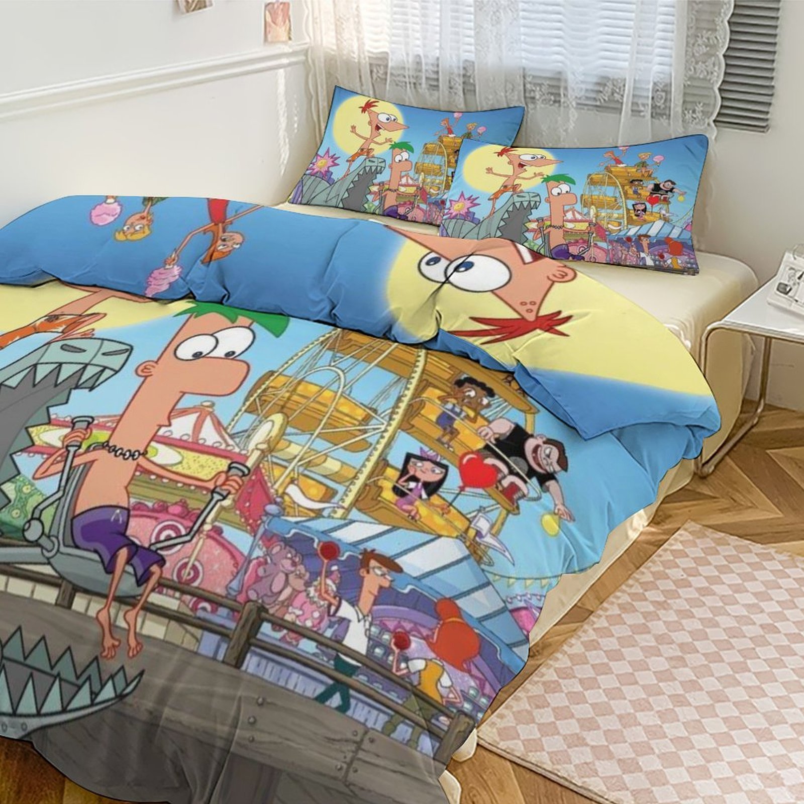 Phineas And Ferb 3 Pieces Bedding Set 3D Printed Lightweight Bed Quilt ...