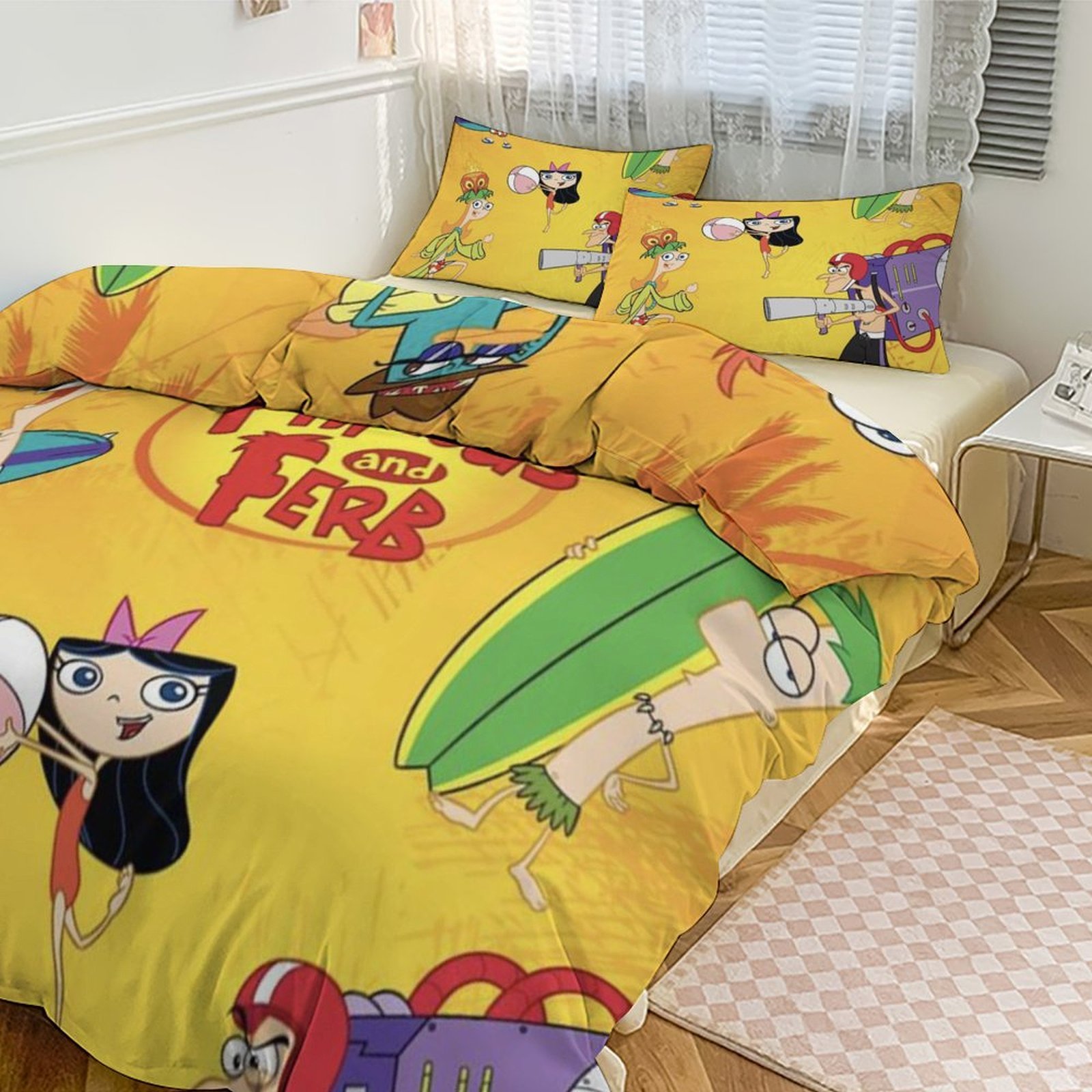 Phineas And Ferb 3 Pieces Bedding Set 3D Printed Lightweight Bed Quilt ...
