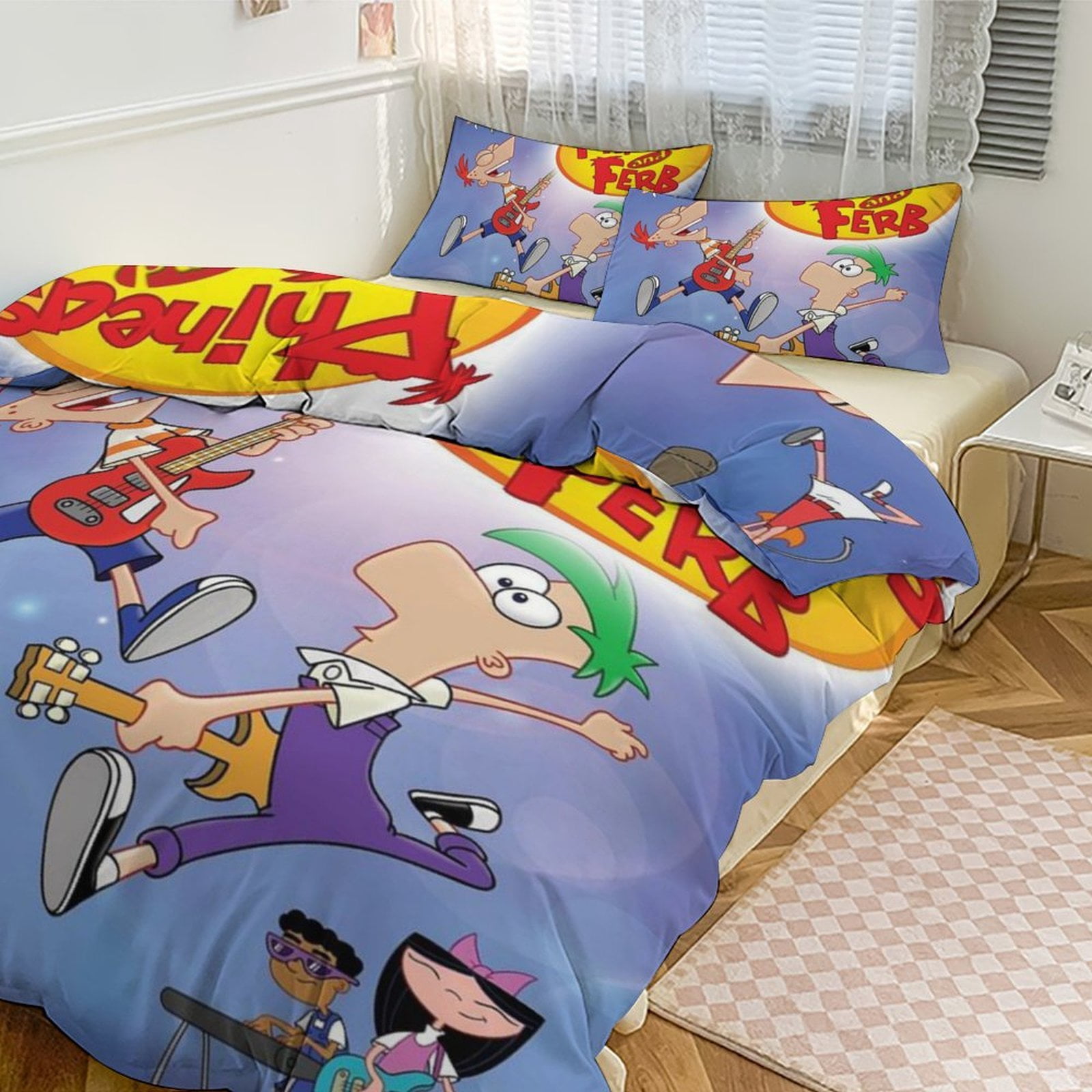 Phineas And Ferb 3 Pieces Bedding Set 3D Printed Lightweight Bed Quilt ...