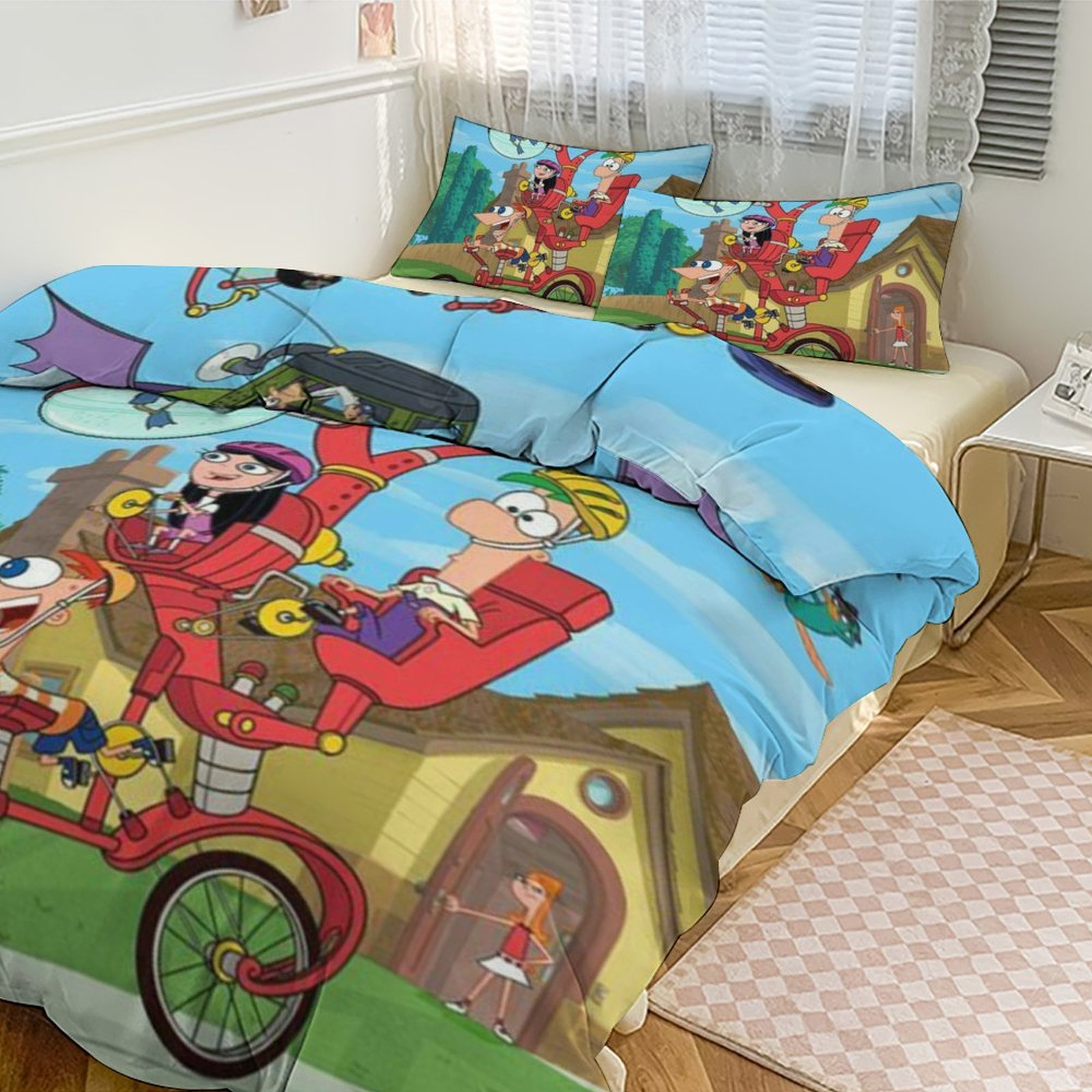 Phineas And Ferb 3 Pieces Bedding Set 3D Printed Lightweight Bed Quilt ...