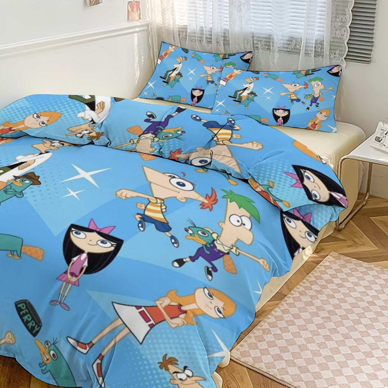 Phineas And Ferb 3 Pieces Bedding Set 3D Printed Lightweight Bed Quilt ...