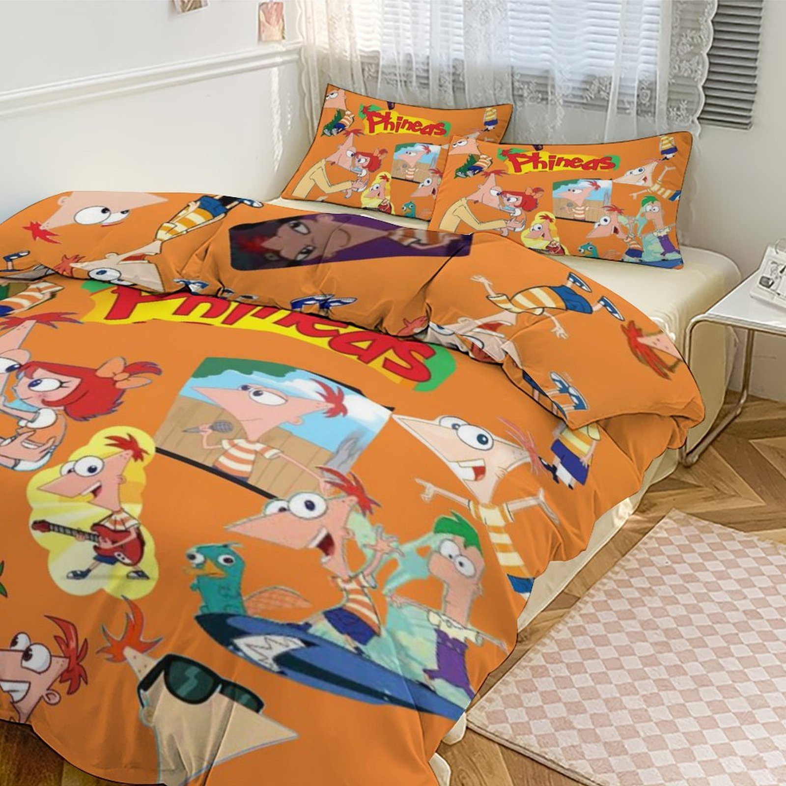 Phineas And Ferb 3 Pieces Bedding Set 3D Printed Lightweight Bed Quilt ...