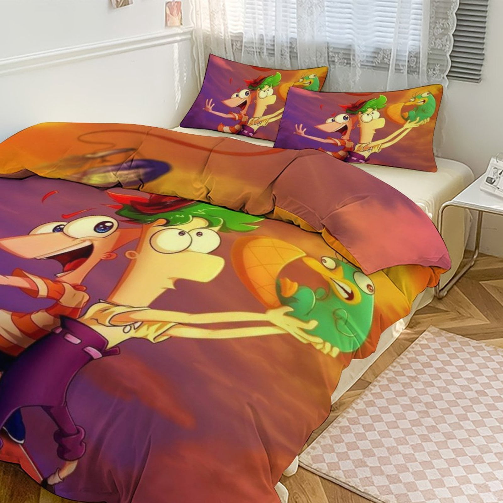 Phineas And Ferb 3 Pieces Bedding Set 3D Printed Lightweight Bed Quilt ...