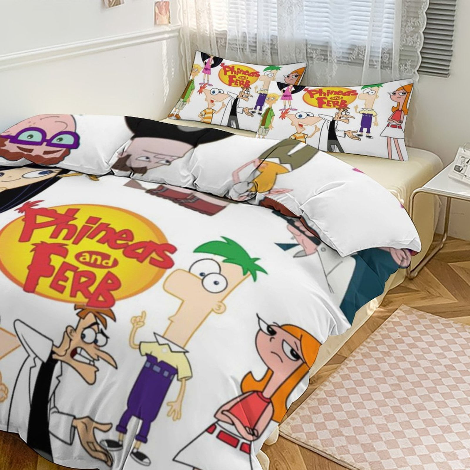Phineas And Ferb 3 Pieces Bedding Set 3D Printed Lightweight Bed Quilt ...