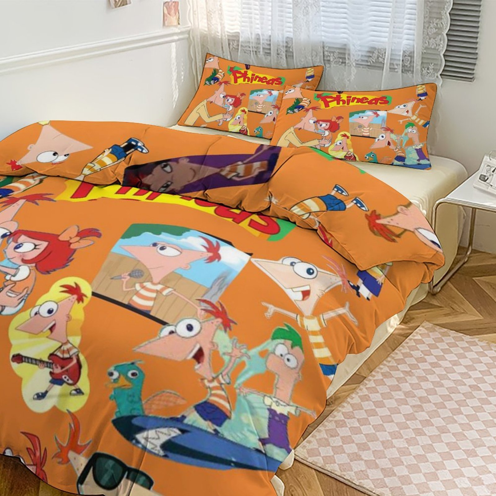 Phineas And Ferb 3 Pieces Bedding Set 3D Printed Lightweight Bed Quilt ...