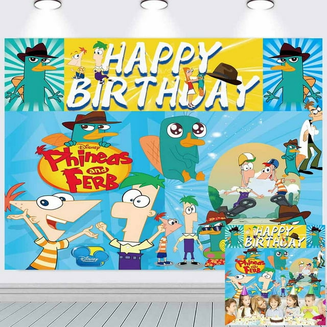 Phineas and Ferb Backdrop Banner Party Supplies Post Birthday ...