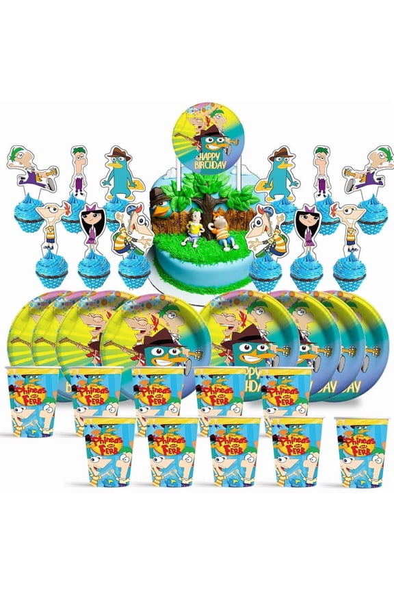 Phineas and Ferb Birthday Cups Party Supplies Plates Decorations Cake Topper Decor
