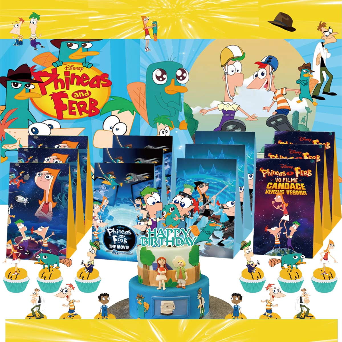 Phineas and Ferb Goodie Bags Treat Candy Decorations Party Favor ...