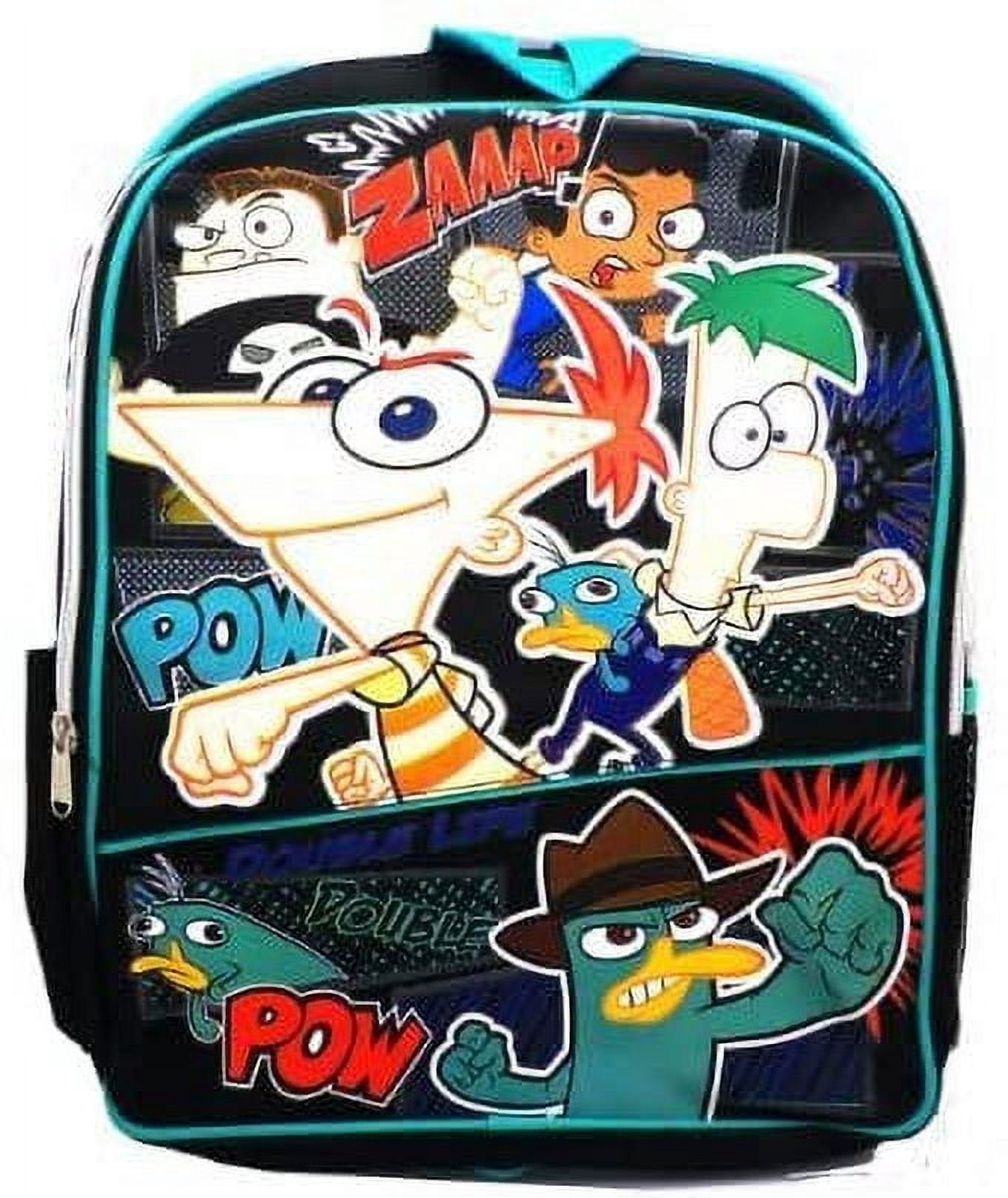 Phineas and Ferb Kids Double Compartment Polyester Backpack, Multicolor