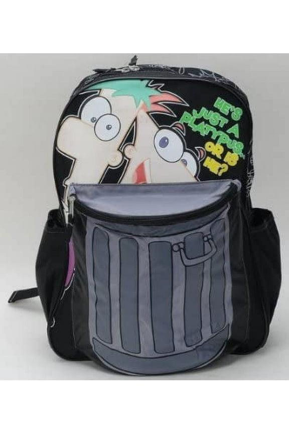 Phineas and Ferb by DisneyUnisex 16" Large Backpack, Black