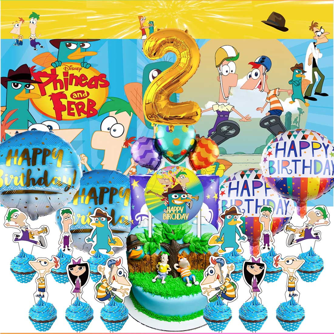 Phineas and Ferb Party Supplies Decor 2nd Kit Balloons Birthday Cake ...