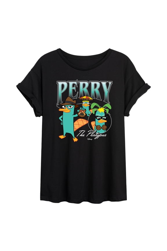 - Perry Platapus Bootleg - Juniors Oversized Graphic T-Shirt