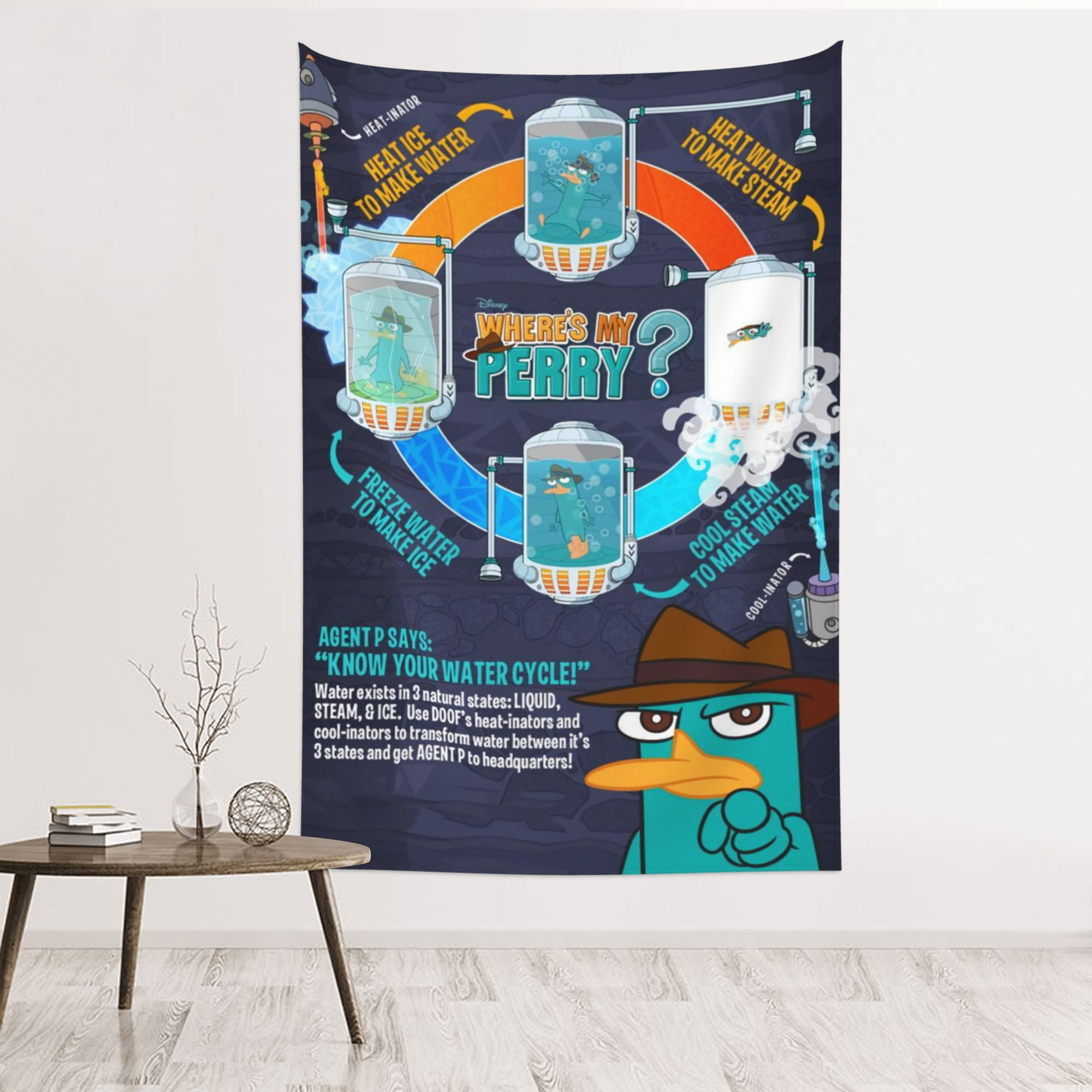 Phineas and Ferb Tapestry for Men, Boys Bedroom Living Room Dorm Wall ...