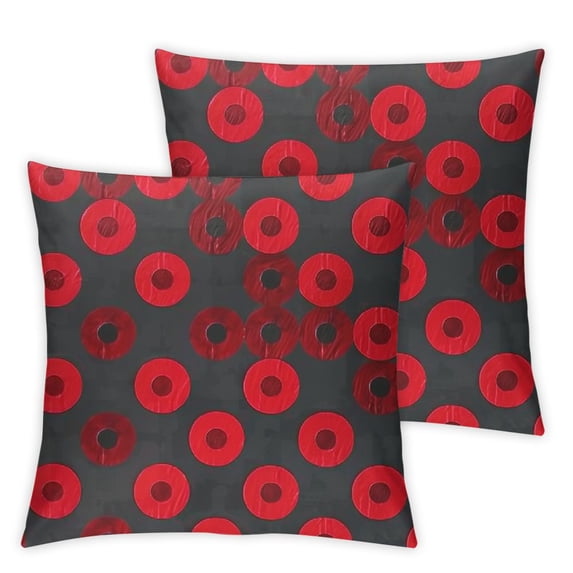 Phish Donut Pattern-Grey & Red Throw Pillow, 1 Set of 2, Various Sizes