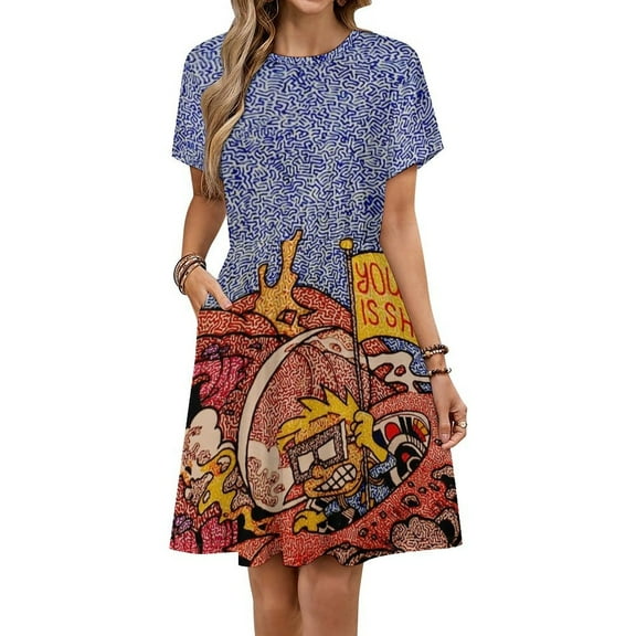 Phish Your Trip Is Short Sundress Short Sleeve Dress Summer Women Clothes Dress for Women Dresses