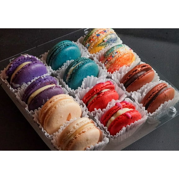 Phivi Box Macaron - Collection of 12 French Macarons Filled With Belgian Chocolate - Handmade - Freshly Made - Premium Dessert - Gift Box