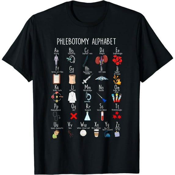 Phlebotomist Alphabet Nurse Nursing Phlebotomy Lab Week T-Shirt