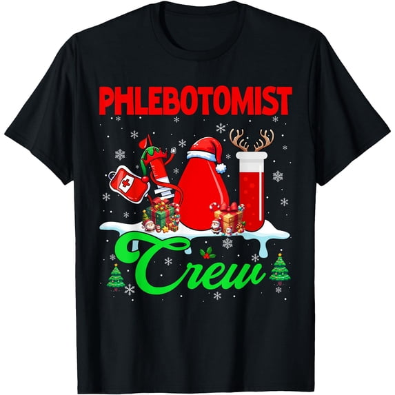Phlebotomist Crew Christmas Santa Reindeer Tools Job Team T-Shirt ...
