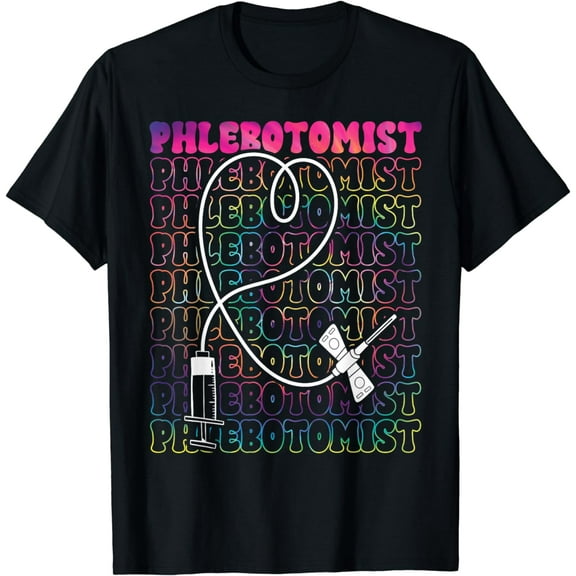 Phlebotomist Heart Tie Dye Phlebotomy Technician Tech Nurse T-Shirt