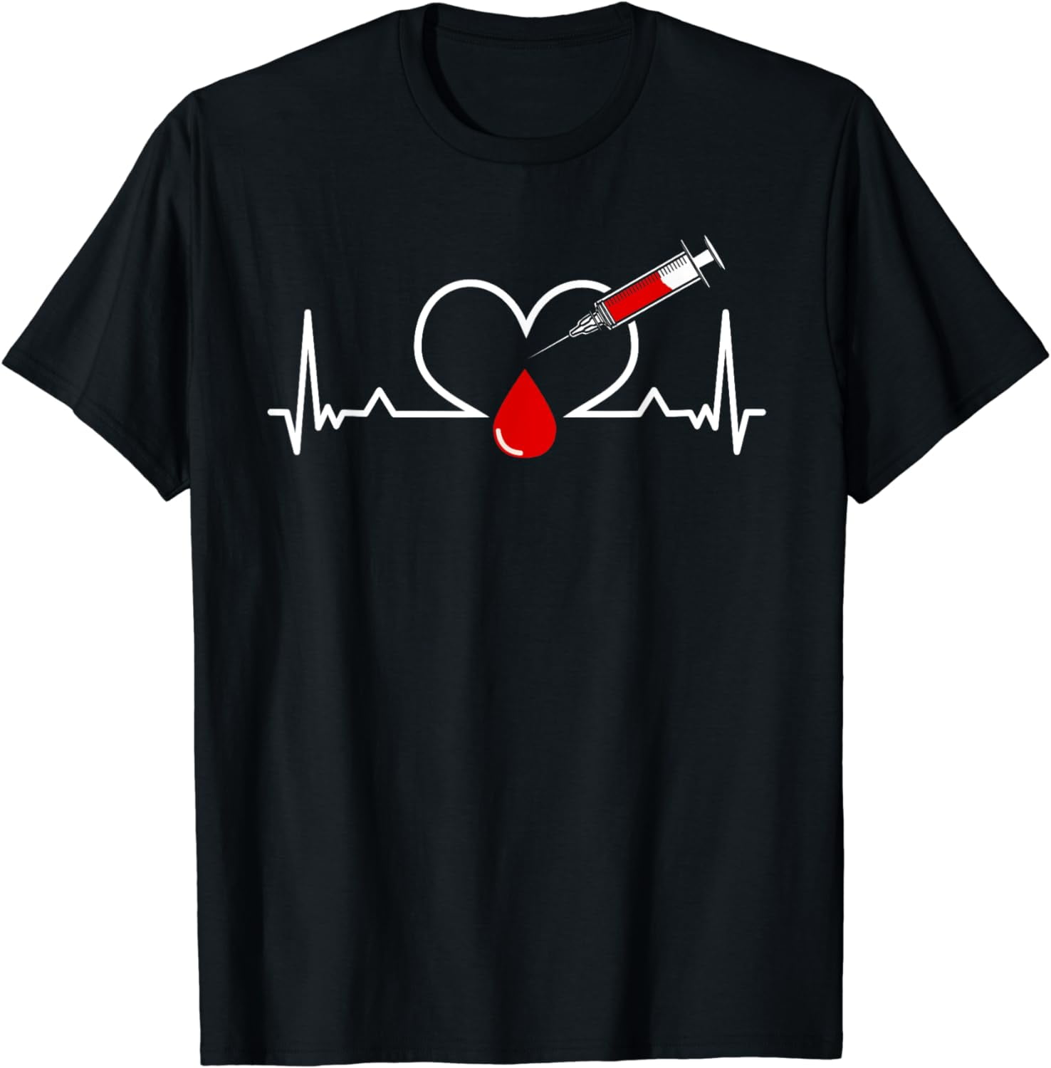Phlebotomist Heartbeat Phlebotomy Syringe Needle Blood TShirt