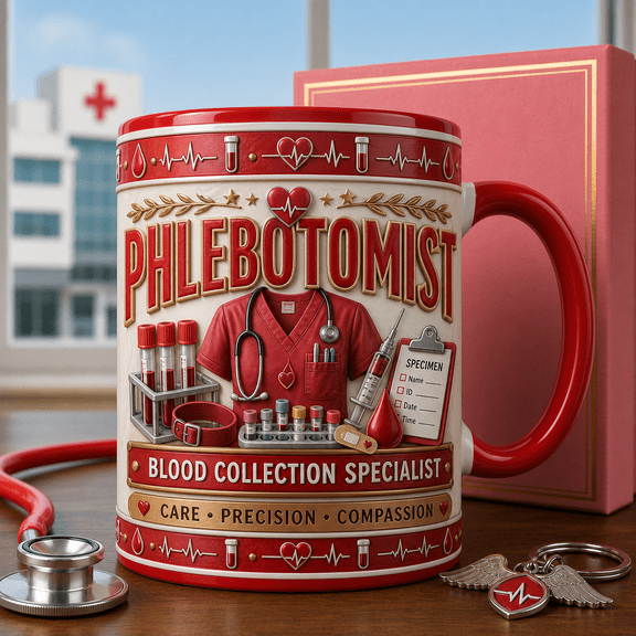 Phlebotomist Mug 3D Effect Blood Collection Specialist Gift for Lab Techs