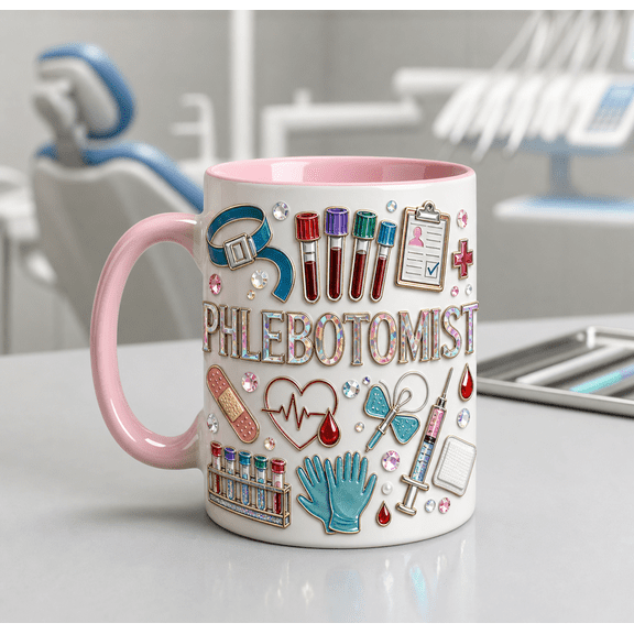 Phlebotomist Mug 3D Effect, Custom Blood Draw Tech Mug for Lab Tech Nurse Gift