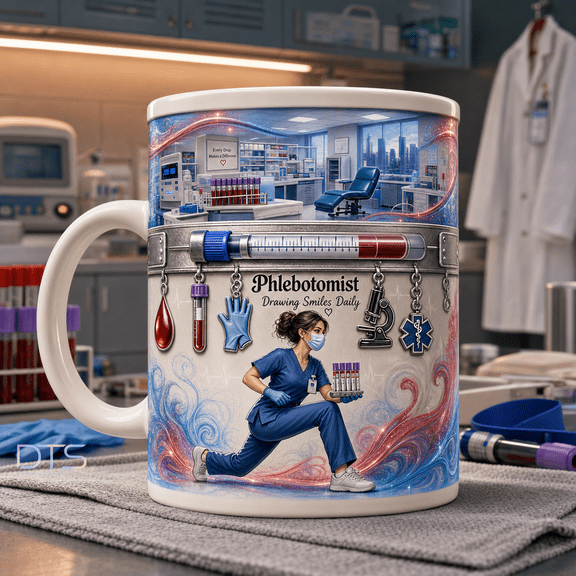 Phlebotomist Mug Gift, Drawing Smiles Daily Coffee Cup for Lab Tech Appreciation