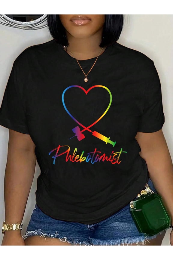 Phlebotomist - Needle Heart Healthcare Worker Phlebotomy T-Shirt