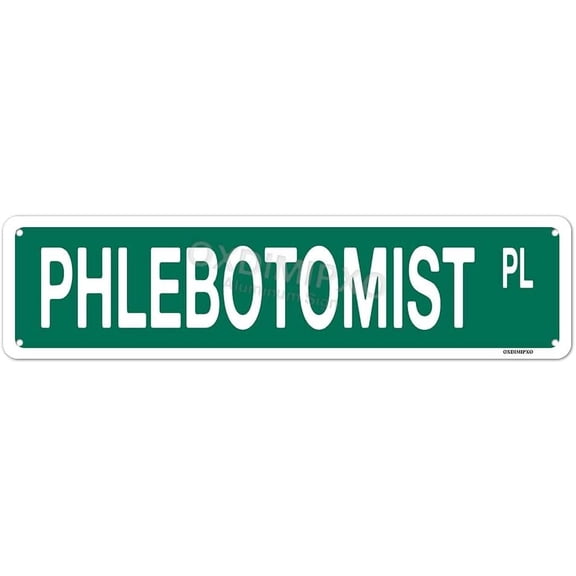 Phlebotomist Street Sign Phlebotomy Technician Gifts Customized Metal Wall Art Decor for Home/Kitchen/Office/Man Cave/Bar, Aluminium, 4x16 Inches