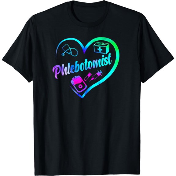Phlebotomist Tech Technician Heart Watercolor T-Shirt