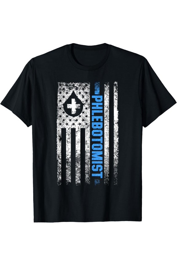 Phlebotomist US Flag Phlebotomy Phlebotomic Blood Doctor T-Shirt