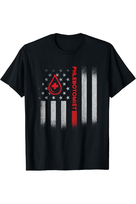 Phlebotomist US Flag Phlebotomy Technician Gifts T-Shirt