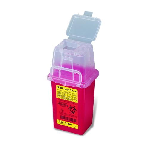Phlebotomy Sharps Container 1Piece 9H X 4.5W X 4D Inch 1.5 Quart Red Base Vertical Entry Lid (36/CA)