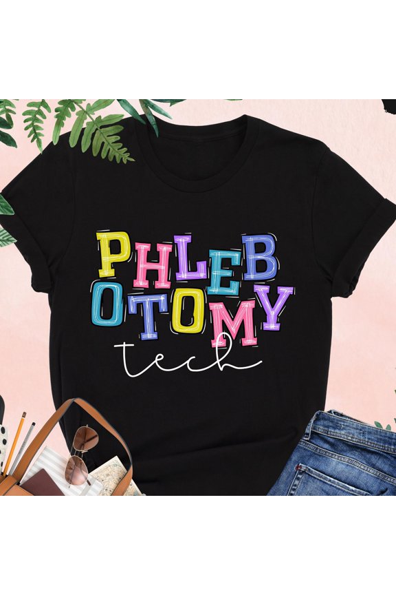 Phlebotomy Tech Shirt Laboratory Technician Tee RN ER Nurse Gift Phlebotomist Lab Week Nur